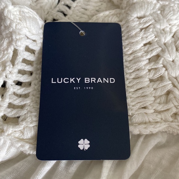 Lucky Brand NWT Crochet Babydoll Tank lace up back tassels bohemian festival - Picture 14 of 16